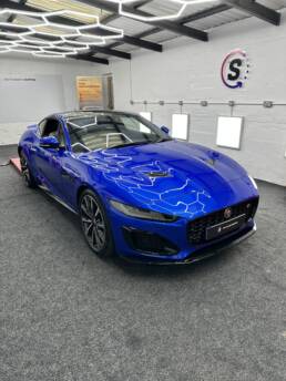 South Coast Wrapping Jaguar F-Type R 3M Gloss Black Side Skirts and Bonnet Vents