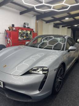 South Coast Wrapping Porsche Tycan Side and Bonnet Graphics