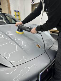 South Coast Wrapping Porsche Tycan Side and Bonnet Graphics