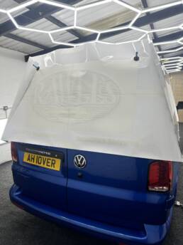 South Coast Wrapping VW SWB Transporter 3M Gloss White Half Wrap and Reverse Signwriting