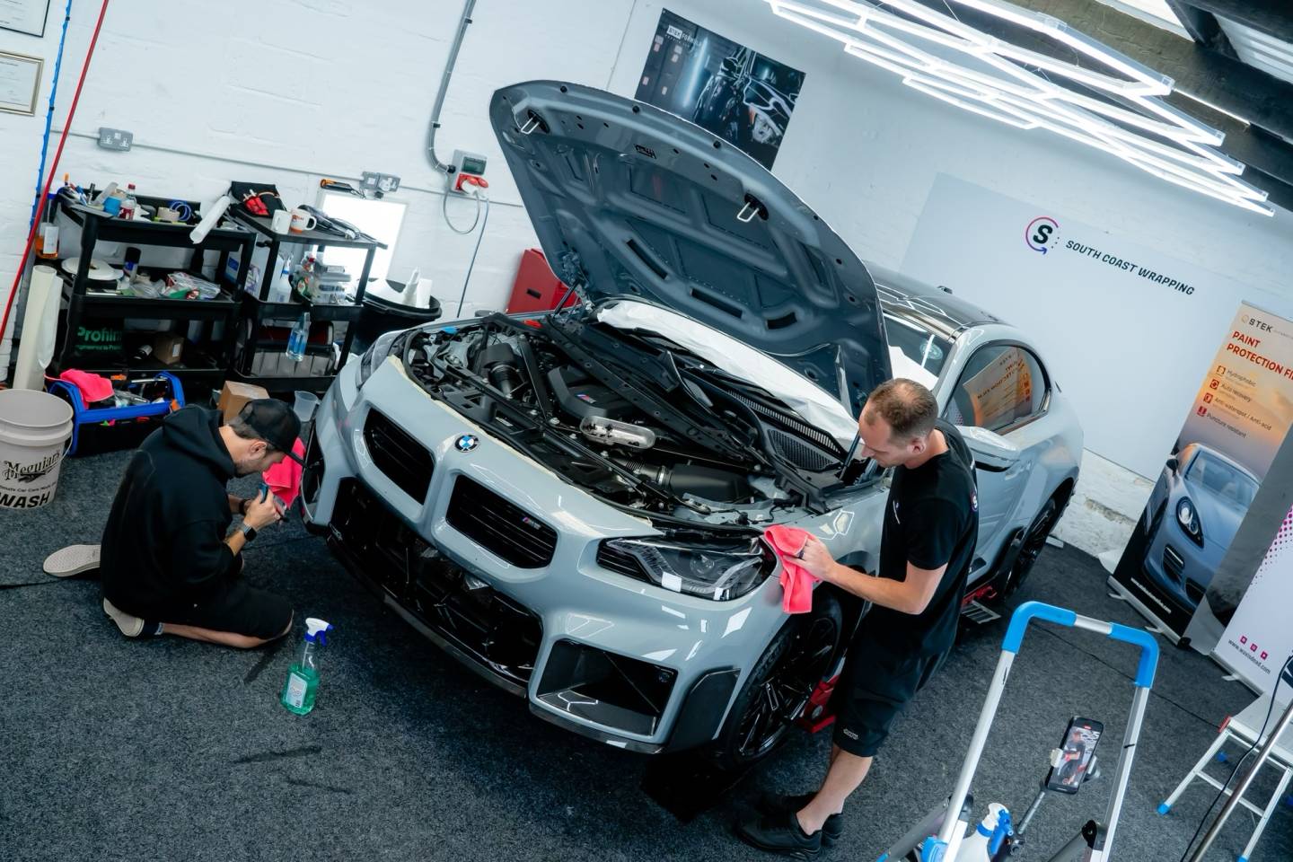 BMW M2 front-end paint protection film installation