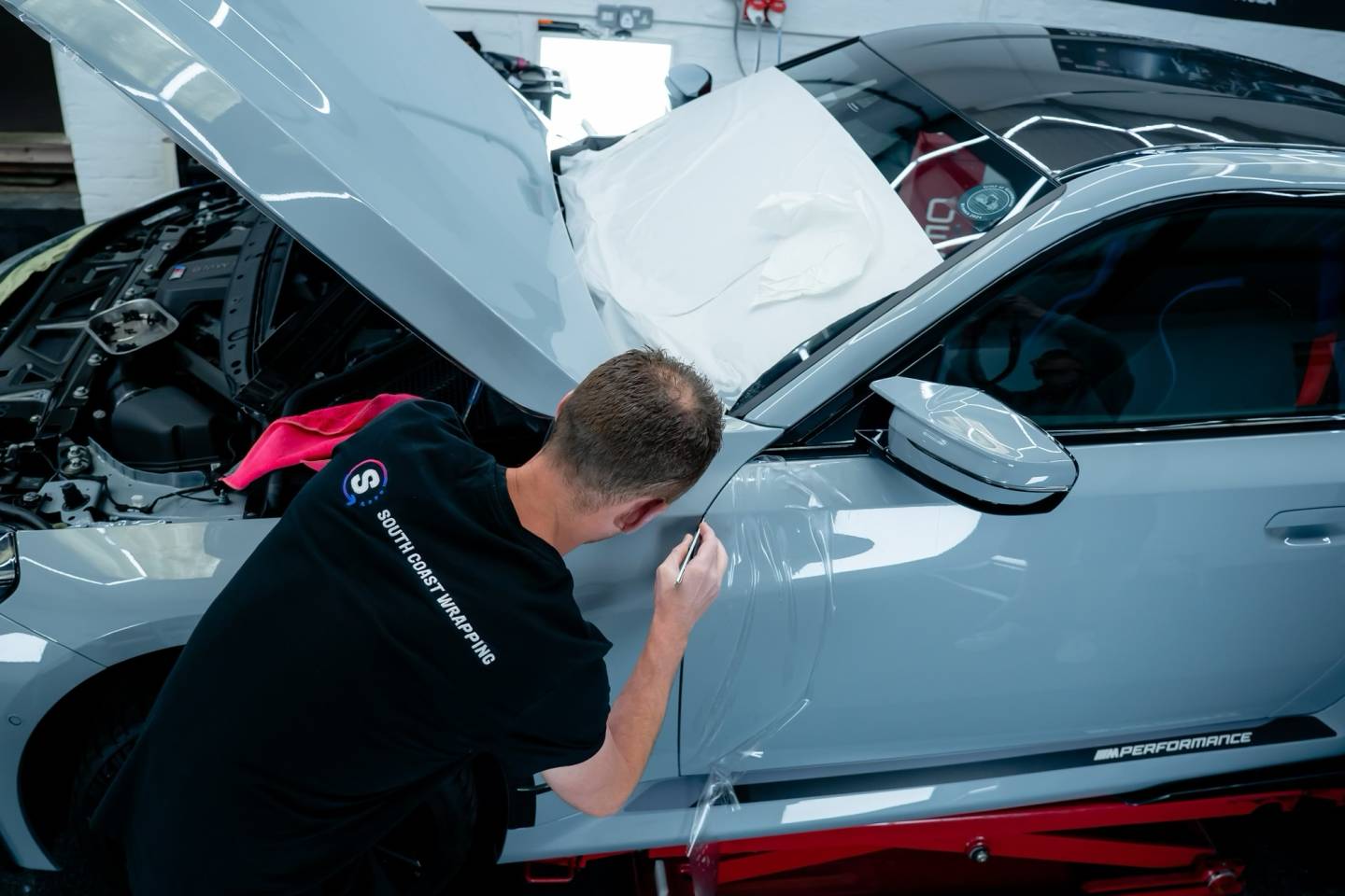 BMW M2 front-end paint protection film installation