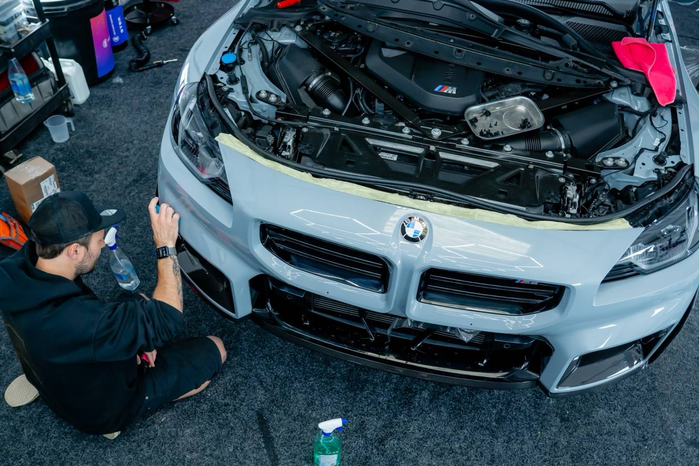 BMW M2 front-end paint protection film installation