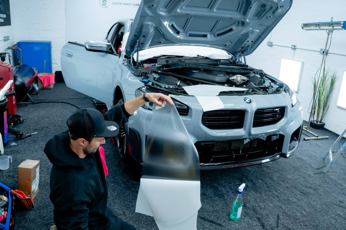 BMW M2 front-end paint protection film installation