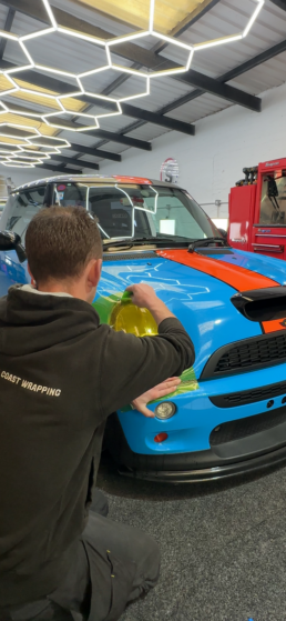 South Coast Wrapping Mini Cooper Colour Change and Headlight PPF