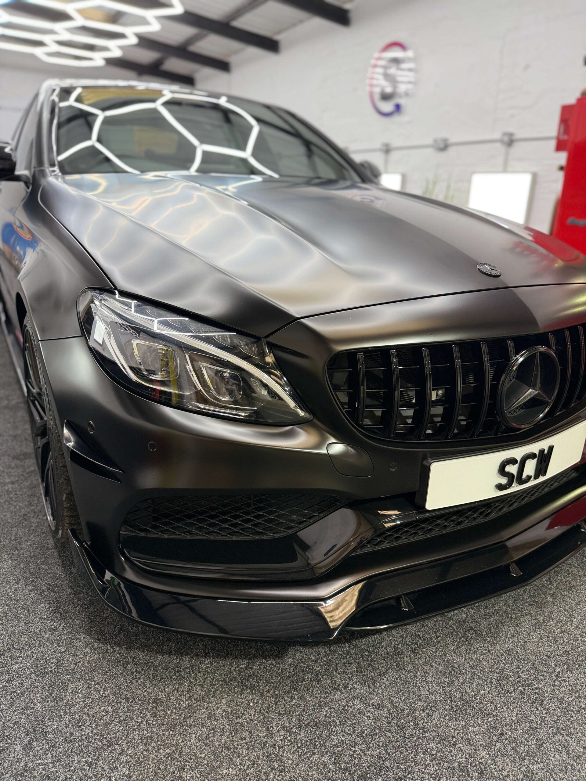 South Coast Wrapping Mercedes Benz C63 Satin Black Exterioir Colour Change (2)