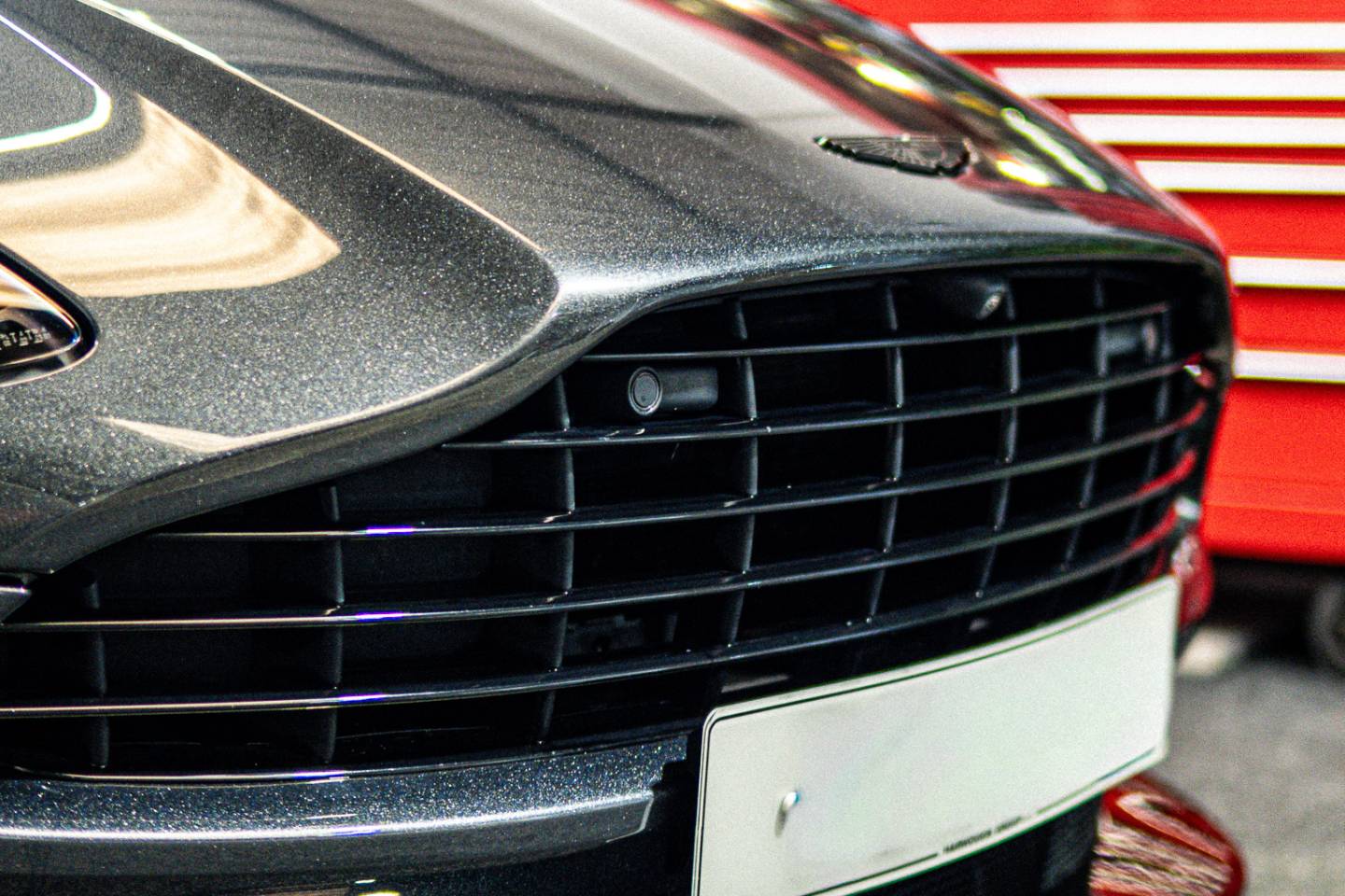 Aston Martin front grille and bonnet detail