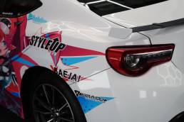 Anime graphics on Toyota GT86 rear quarter