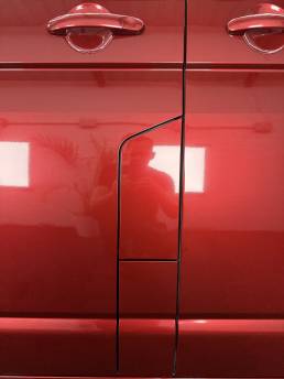 Gloss red VW Transporter door panels and handle