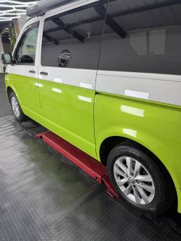 Lime green and white VW Transporter with Sub-Lime lettering